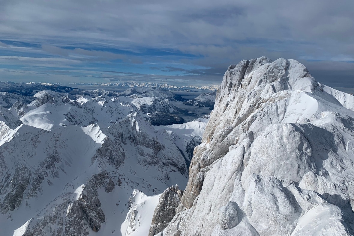 View of Marmolada Glacier summit from Punta Roca Cable Car Station