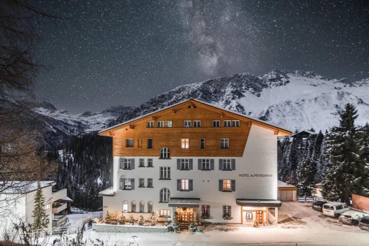 Pretty Hotel Alpensonne Arosa in winter