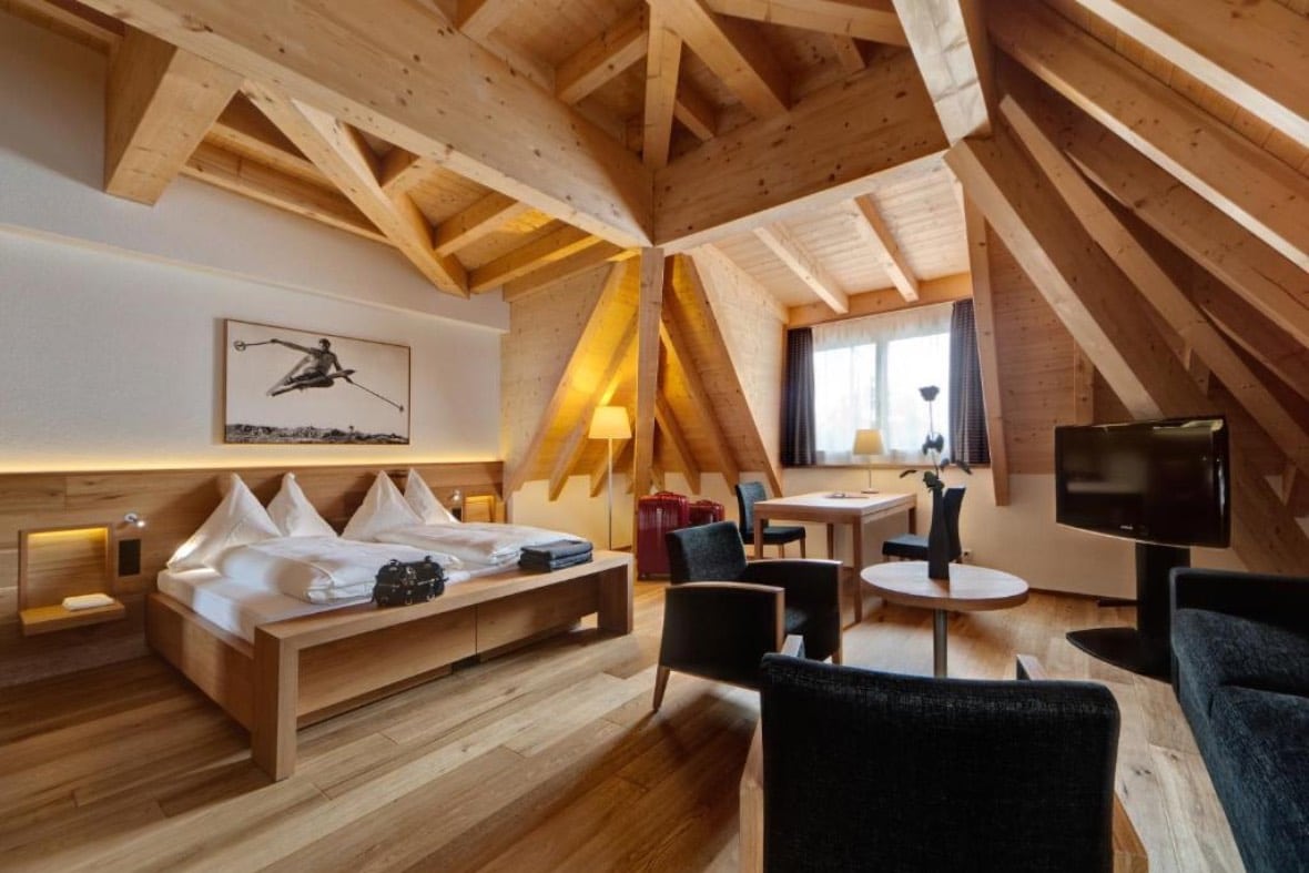 Lovely contemporary style guest rooms at Waldhotel in Arosa