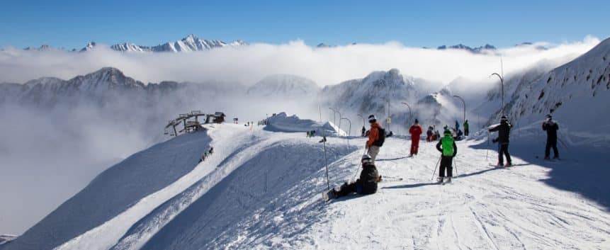 Skiing in Cauterets in French Pyrenees