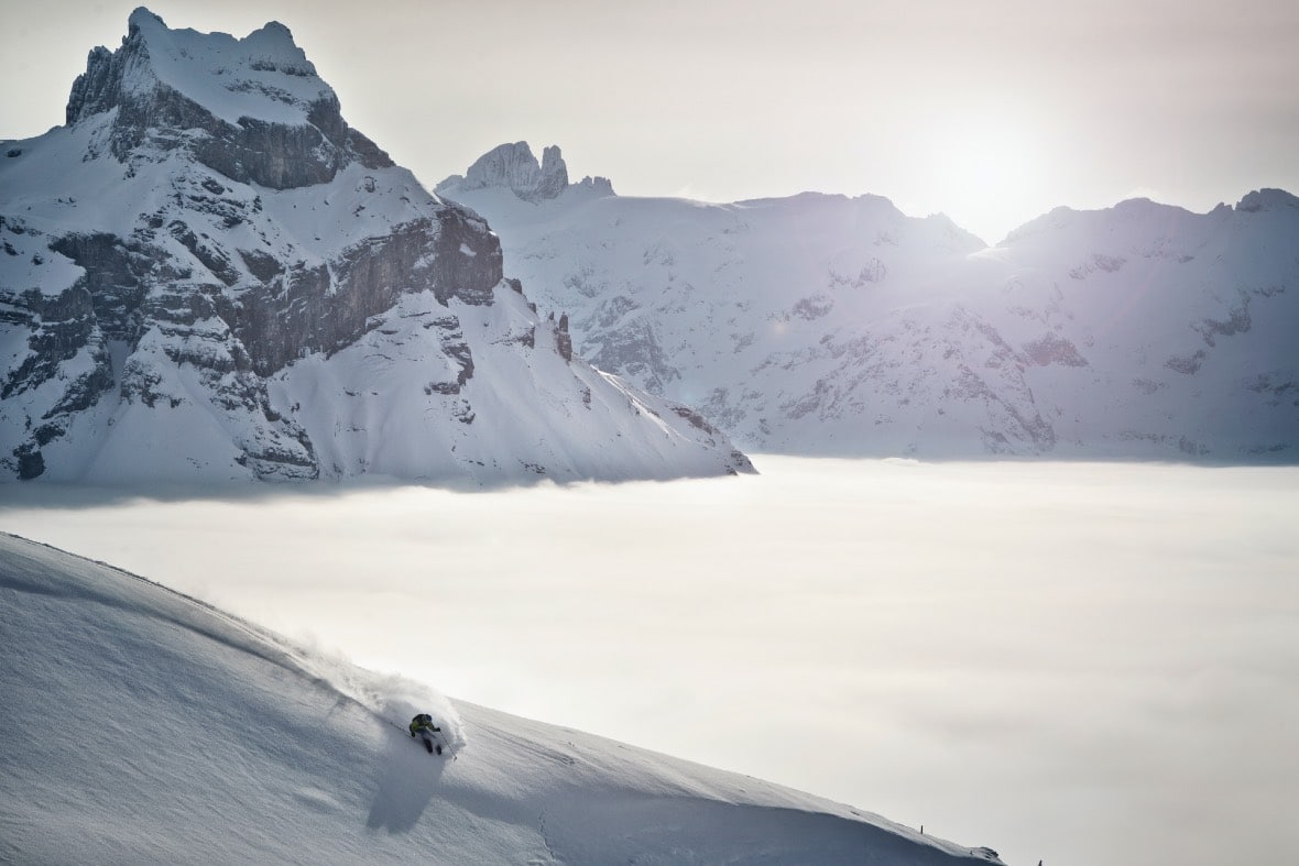Engelberg Skier Above Clouds Brunni Winter © Engelberg-Titlis Tourism