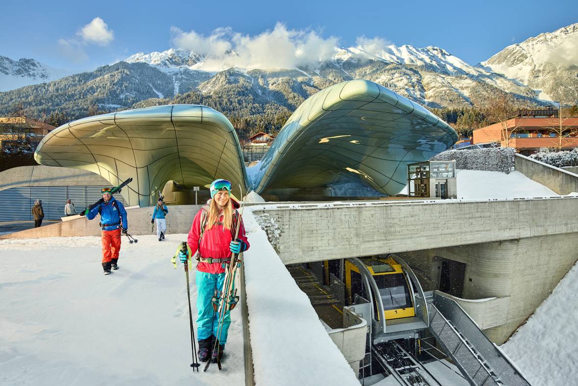 Innsbruck funicular lift designed by the late, renowned architect, Zaha Hadid