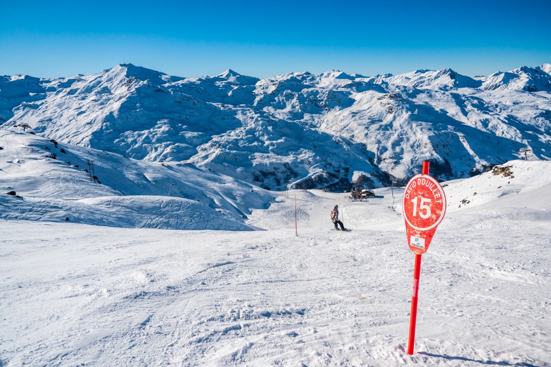 Skier on David Drouilet Red Piste in Les Menuires