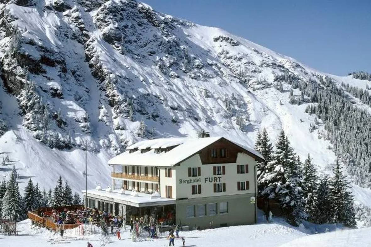 Berghotel-Furt in Pizol in winter