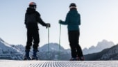 Skiers on the Sella Ronda in the Italian Dolomites