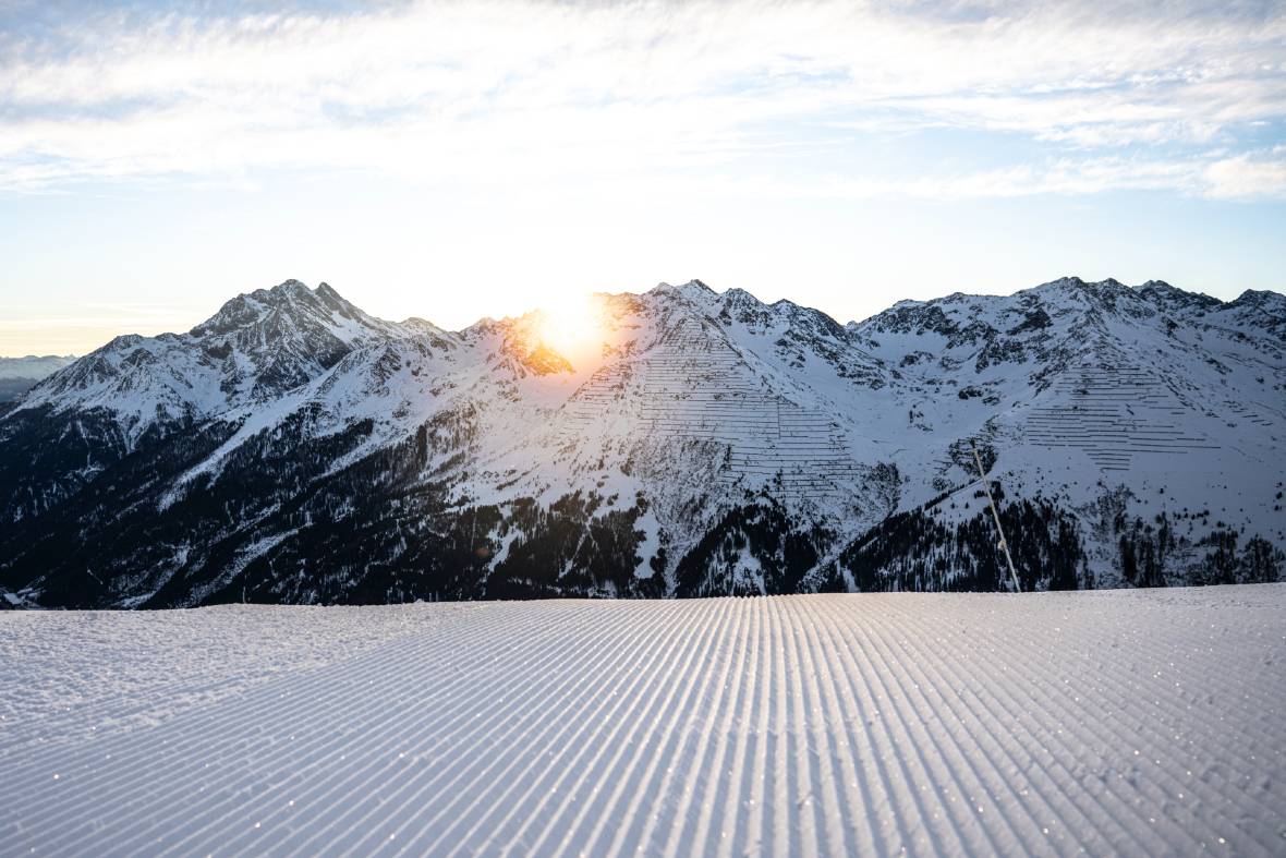 St Anton Groomed Piste and Sunrise
