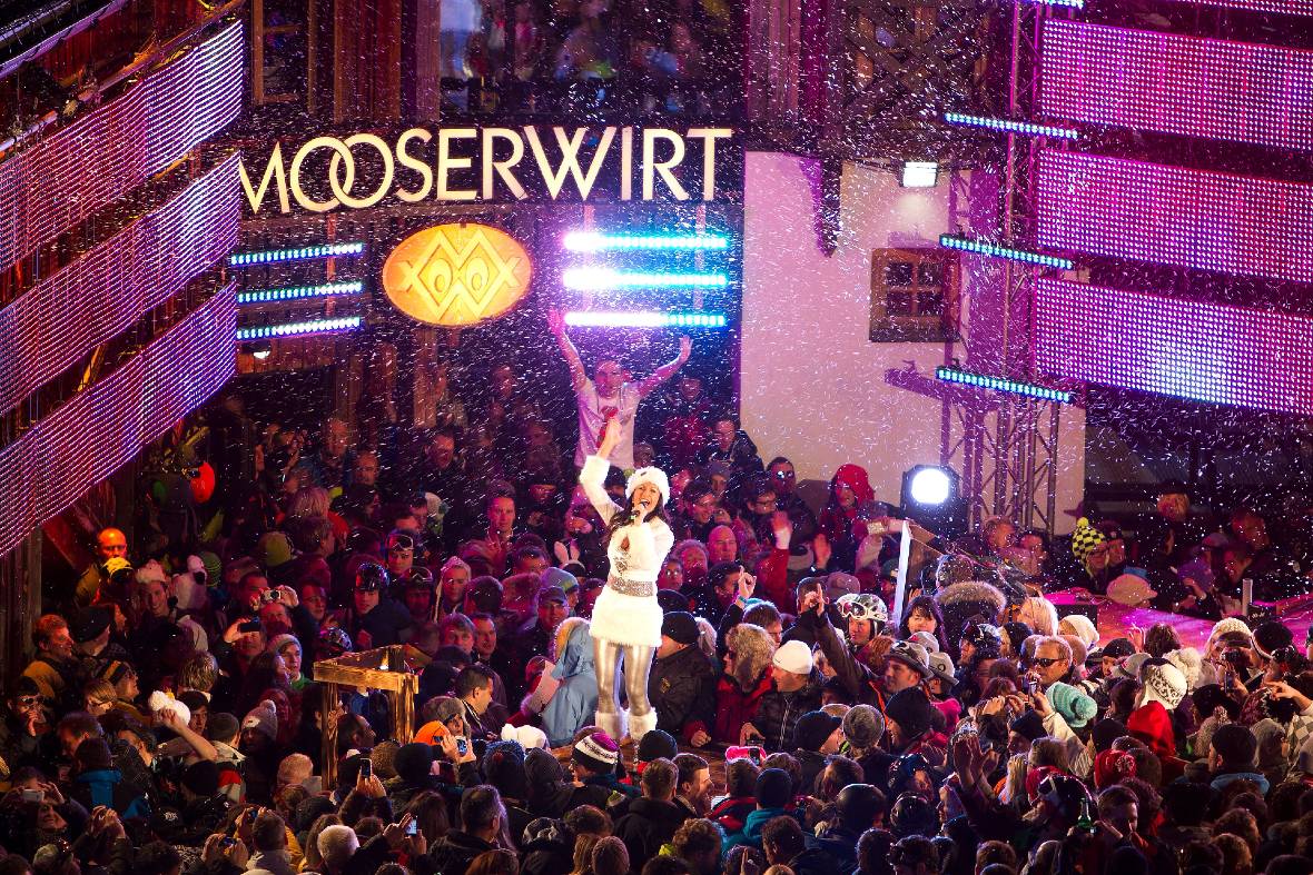 St Anton Mooserwirt Apres-Ski party in winter