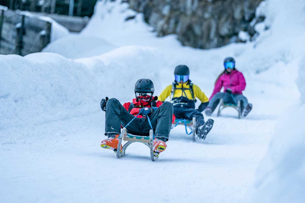 St Anton Toboganning from Dampen down to Nasserein