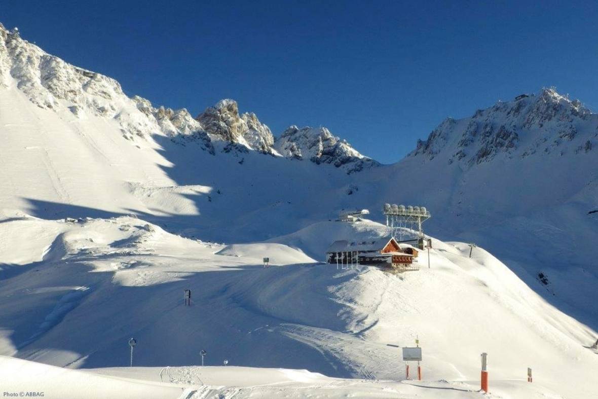 Ulmer Hutte mountain restaurant high in the St Anton ski area