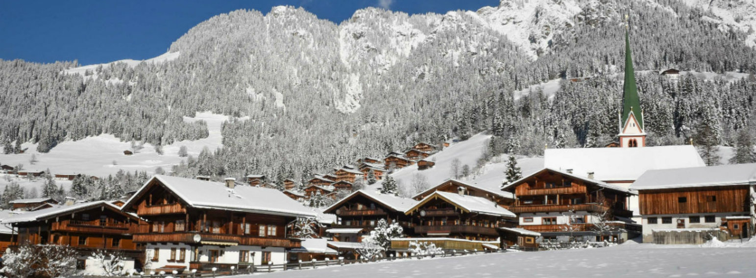 Alpbach ski resort village in winter