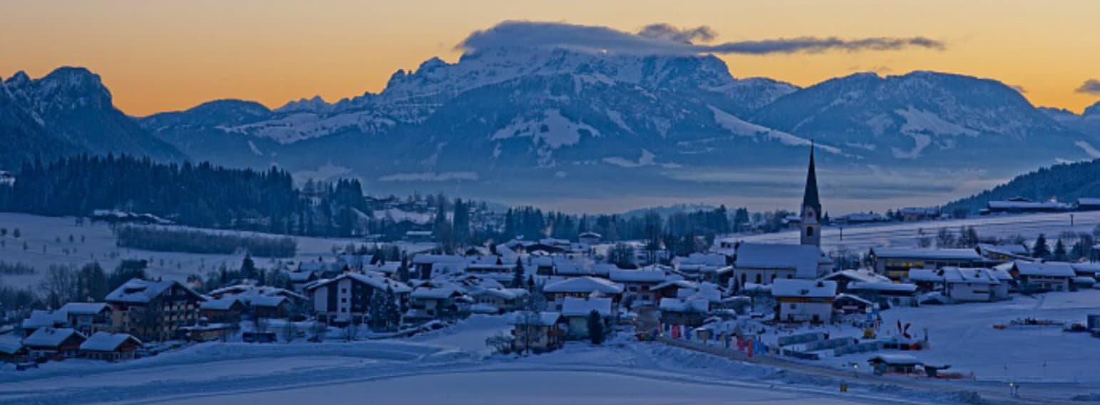 Ellmau Ski Resort Village at dusk