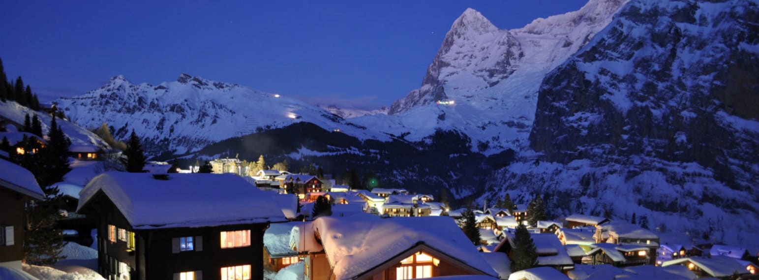 Murren Ski Resort Village by night