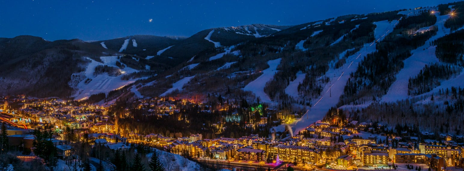 Vail Ski Resort Twilight Aerial Vail Village