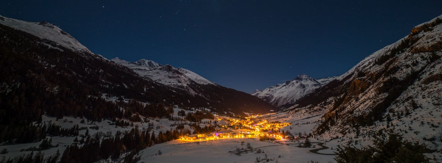 Val Cenis Lanslevillard Ski Resort by night