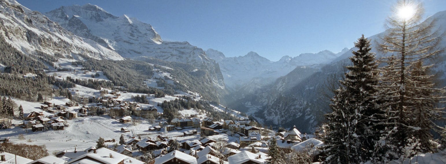 Wengen ski resort village in winter